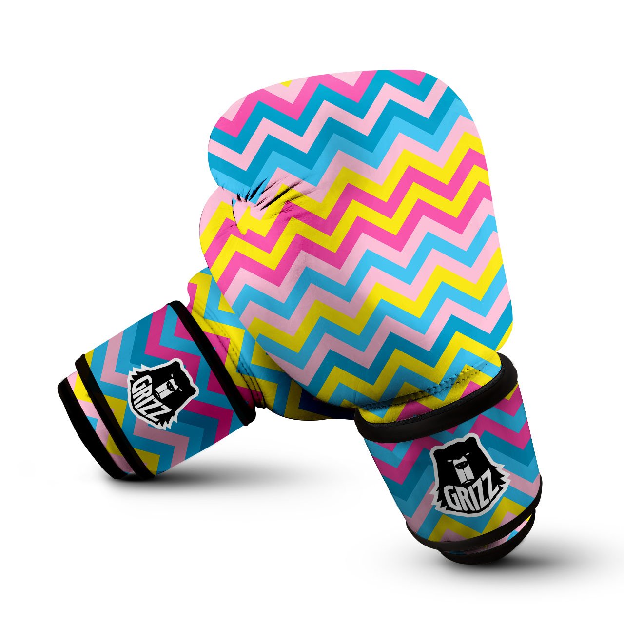 Chevron Rainbow Print Pattern Boxing Gloves-grizzshop
