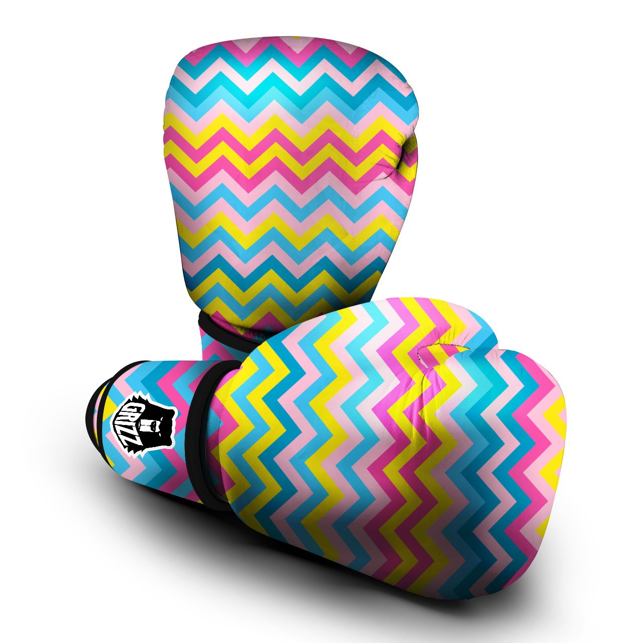 Chevron Rainbow Print Pattern Boxing Gloves-grizzshop