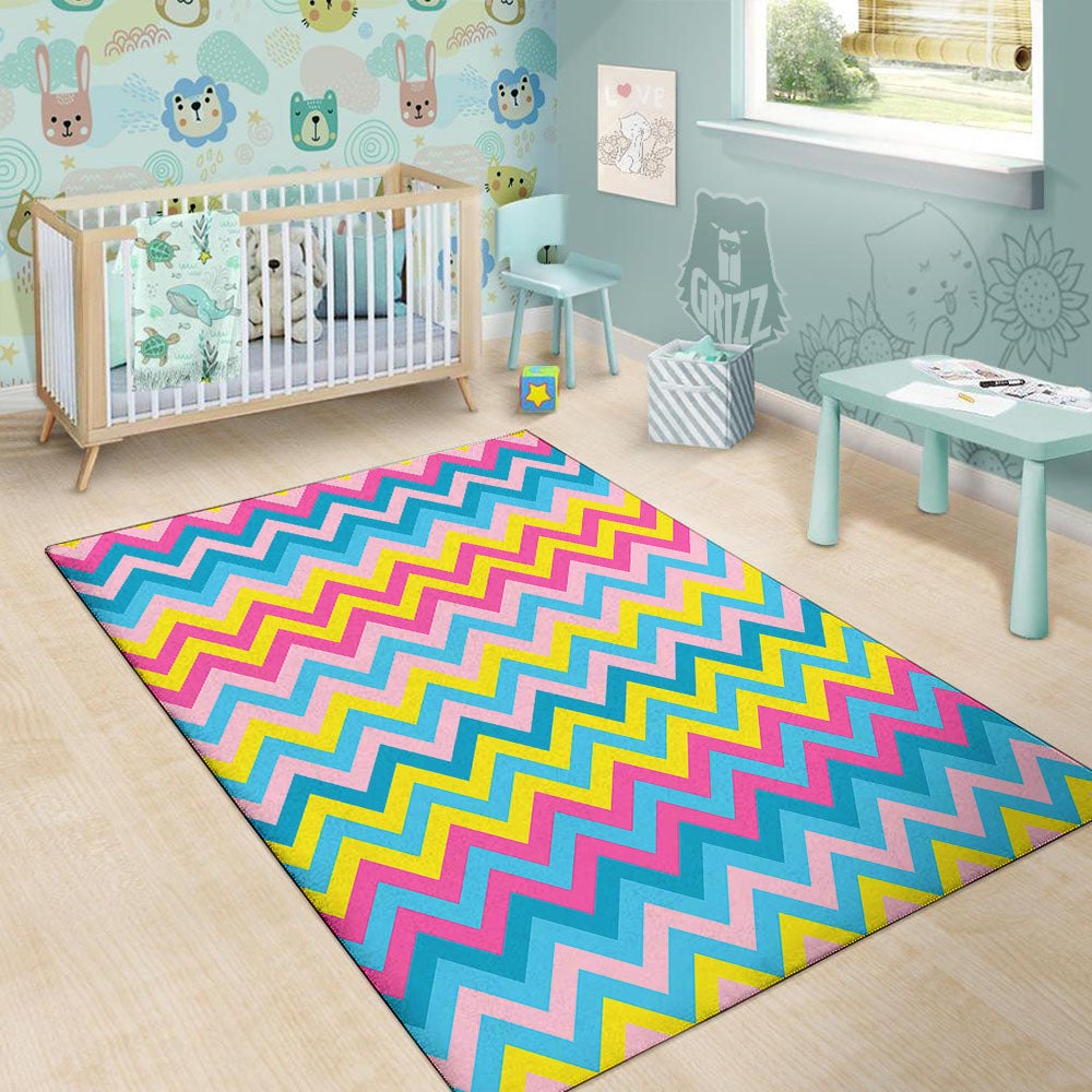 Chevron Rainbow Print Pattern Floor Mat-grizzshop