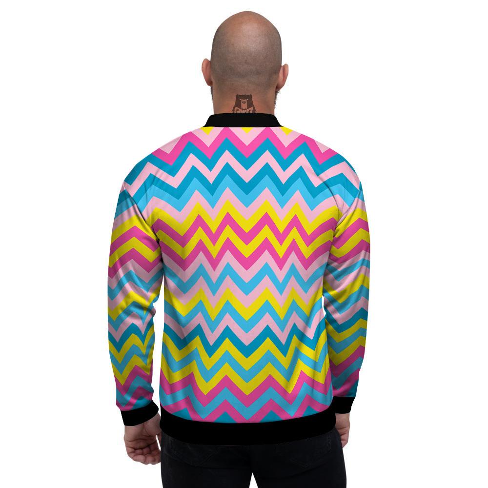 Chevron Rainbow Print Pattern Men's Bomber Jacket-grizzshop
