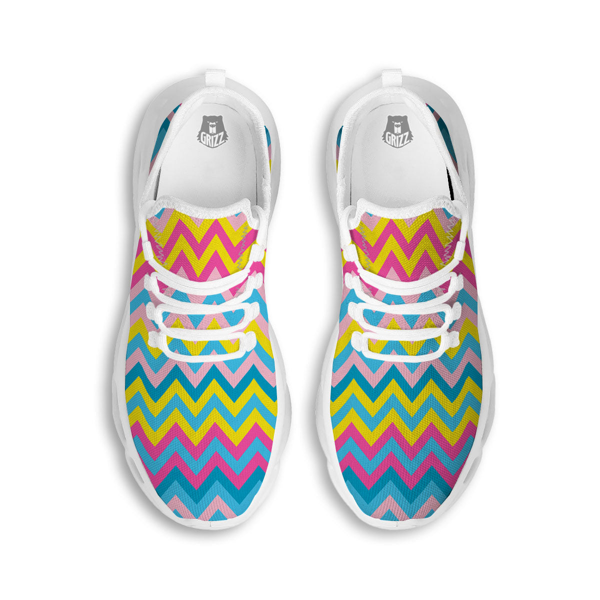 Chevron Rainbow Print Pattern White Running Shoes-grizzshop