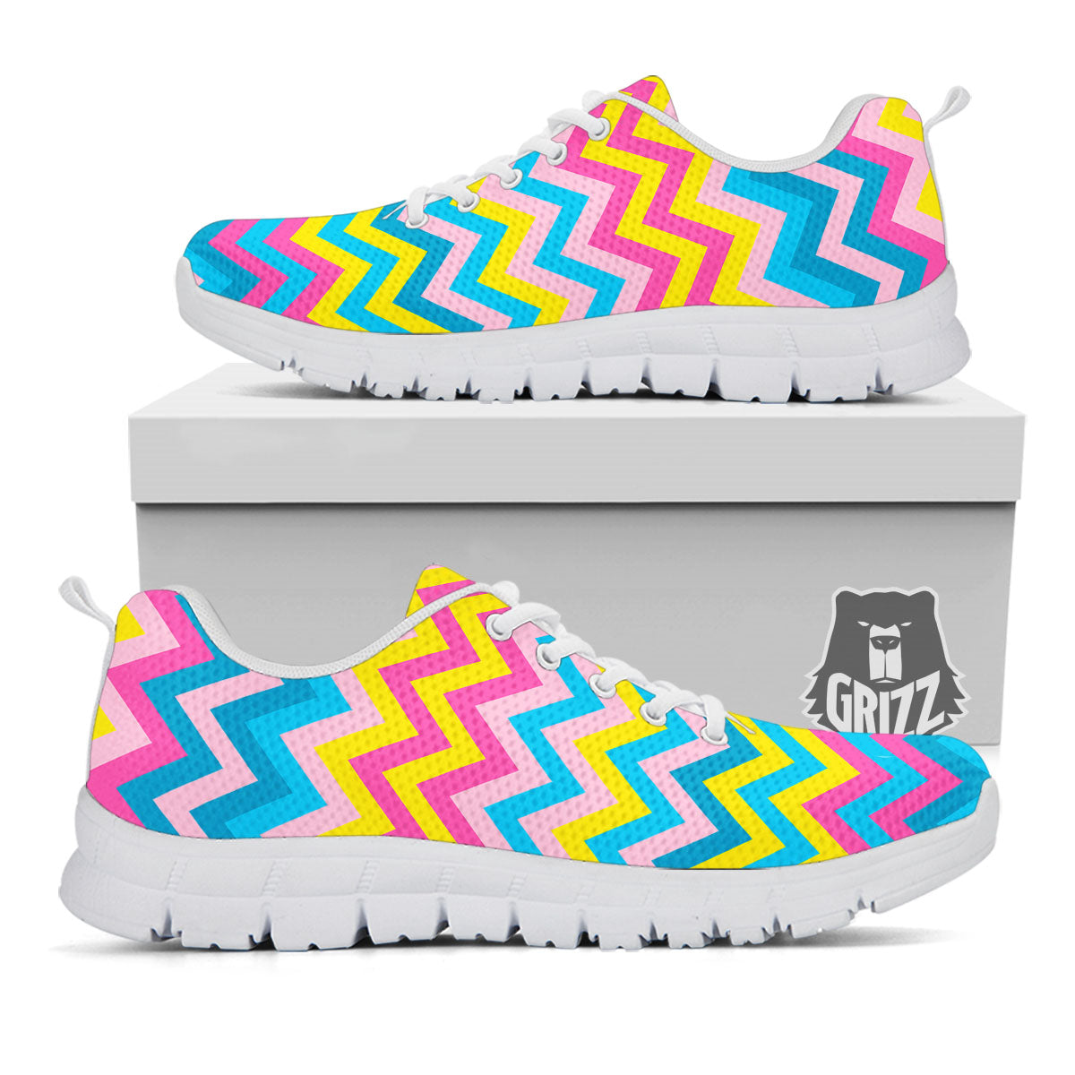 Chevron Rainbow Print Pattern White Sneaker-grizzshop