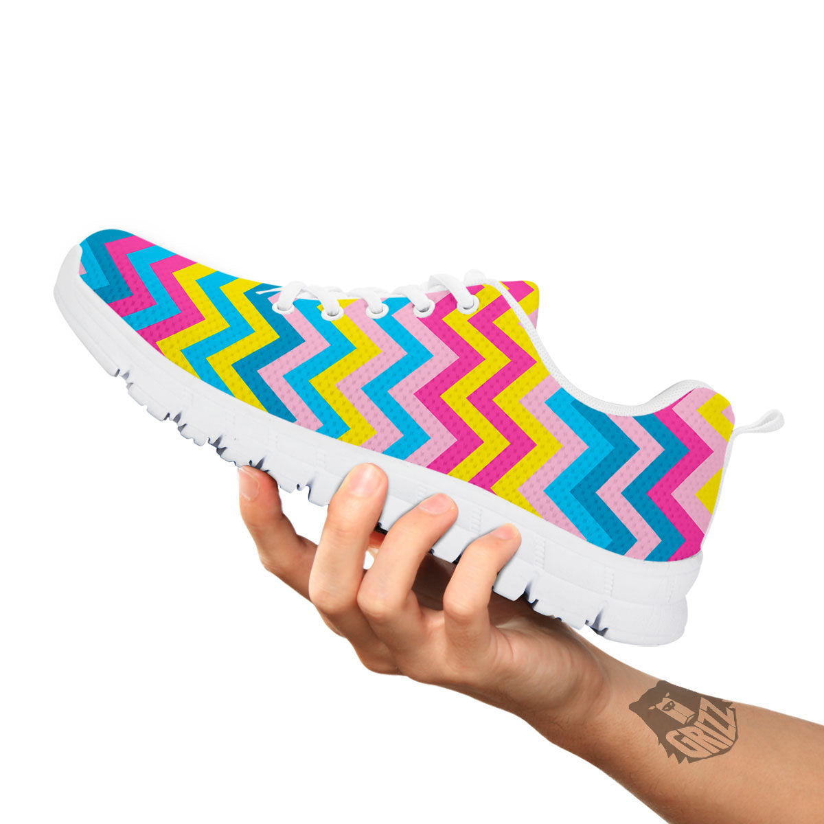 Chevron Rainbow Print Pattern White Sneaker-grizzshop