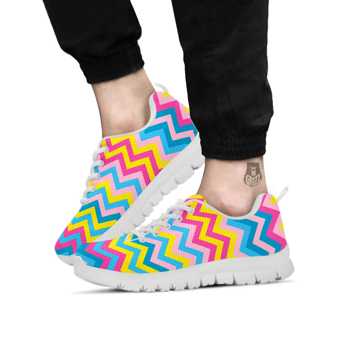 Chevron Rainbow Print Pattern White Sneaker-grizzshop