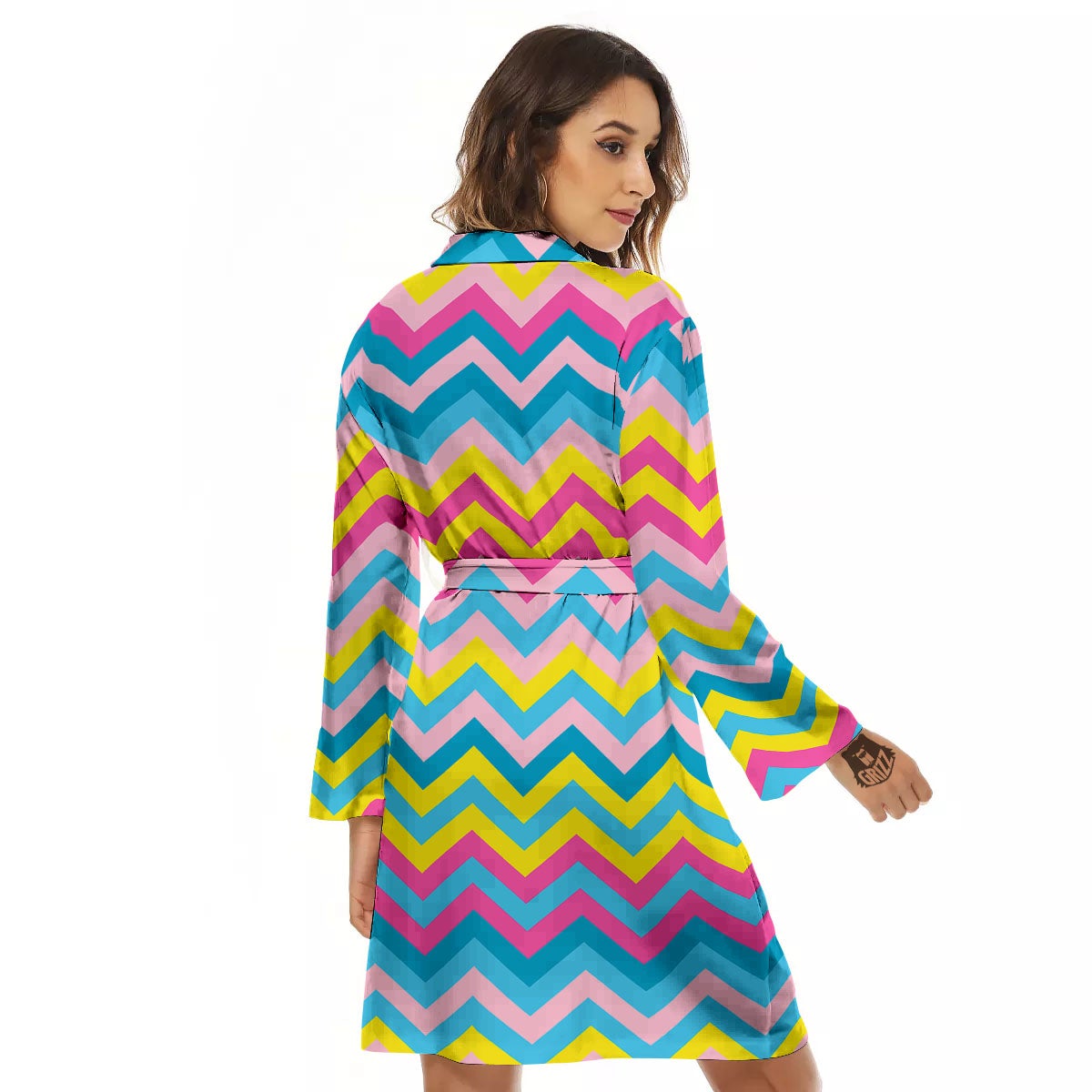 Chevron Rainbow Print Pattern Women's Robe-grizzshop