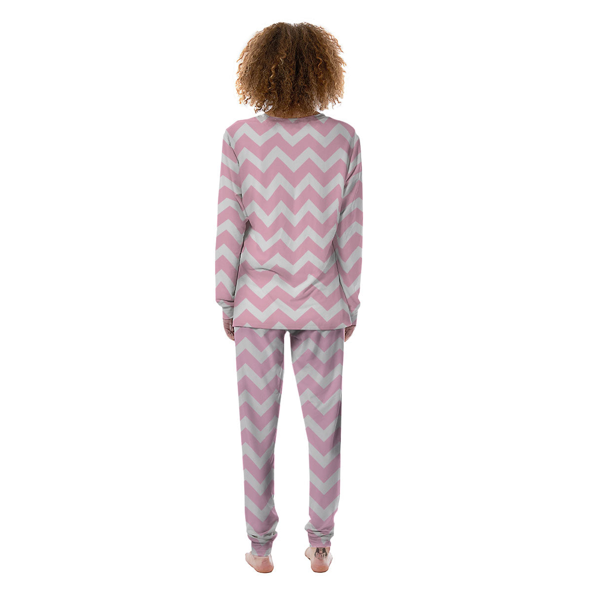 Chevron White And Pink Print Pattern Women's Pajamas-grizzshop