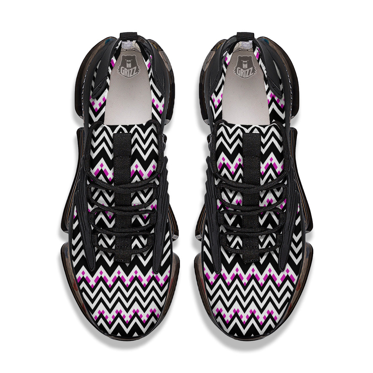 Chevron Zigzag Black Pink Print Pattern Black Gym Shoes-grizzshop