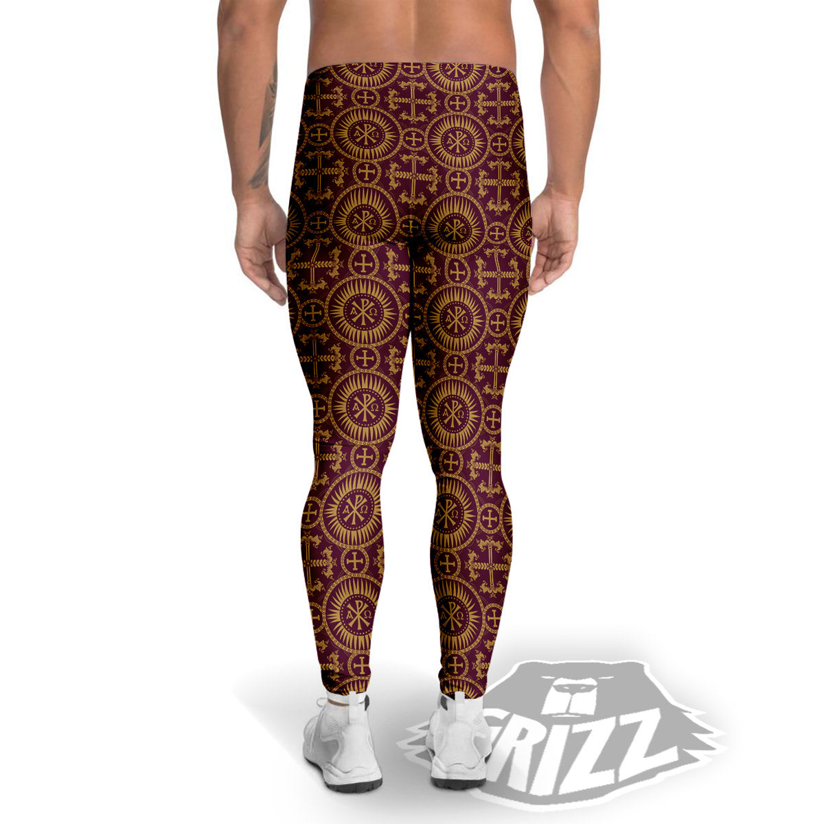 Chi Rho Print Pattern Men's Leggings-grizzshop