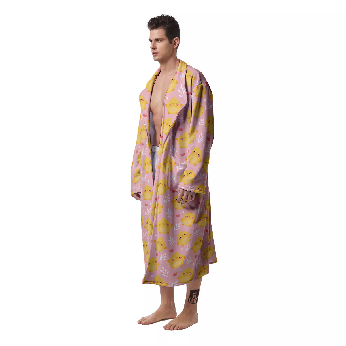 Chicken Cute Print Pattern Men's Robe-grizzshop