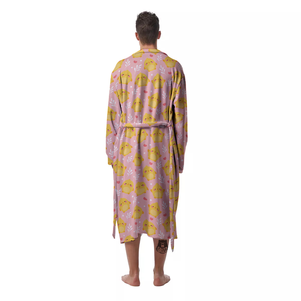 Chicken Cute Print Pattern Men's Robe-grizzshop