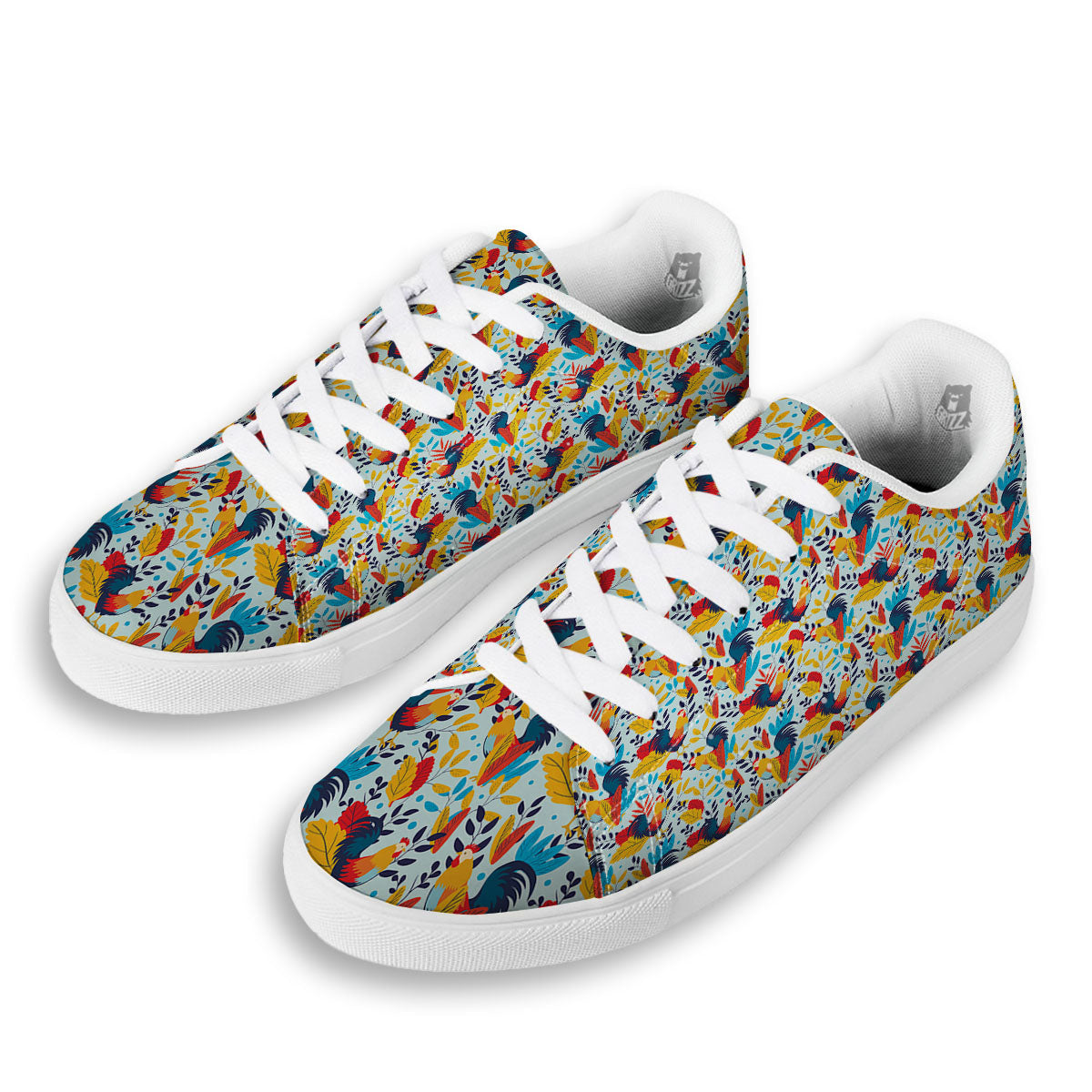 Chicken Exotic Print Pattern White Low Top Sneakers-grizzshop