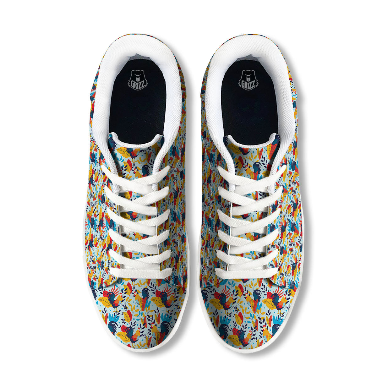 Chicken Exotic Print Pattern White Low Top Sneakers-grizzshop