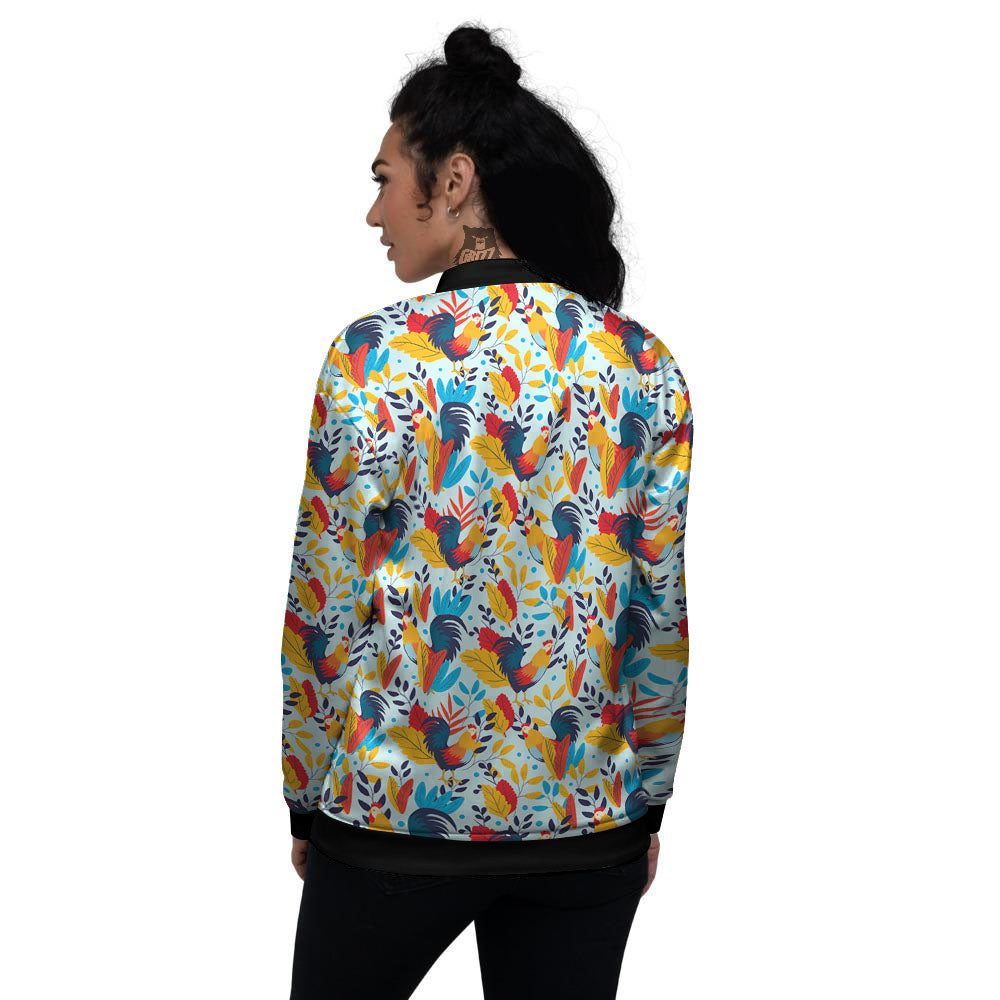 Chicken Exotic Print Pattern Women's Bomber Jacket-grizzshop
