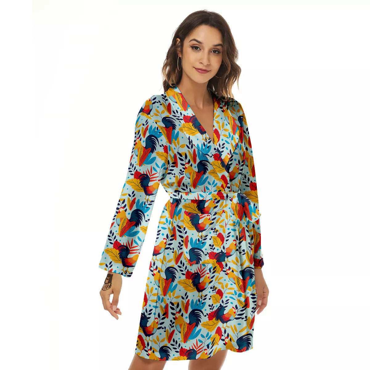Chicken Exotic Print Pattern Women's Robe-grizzshop
