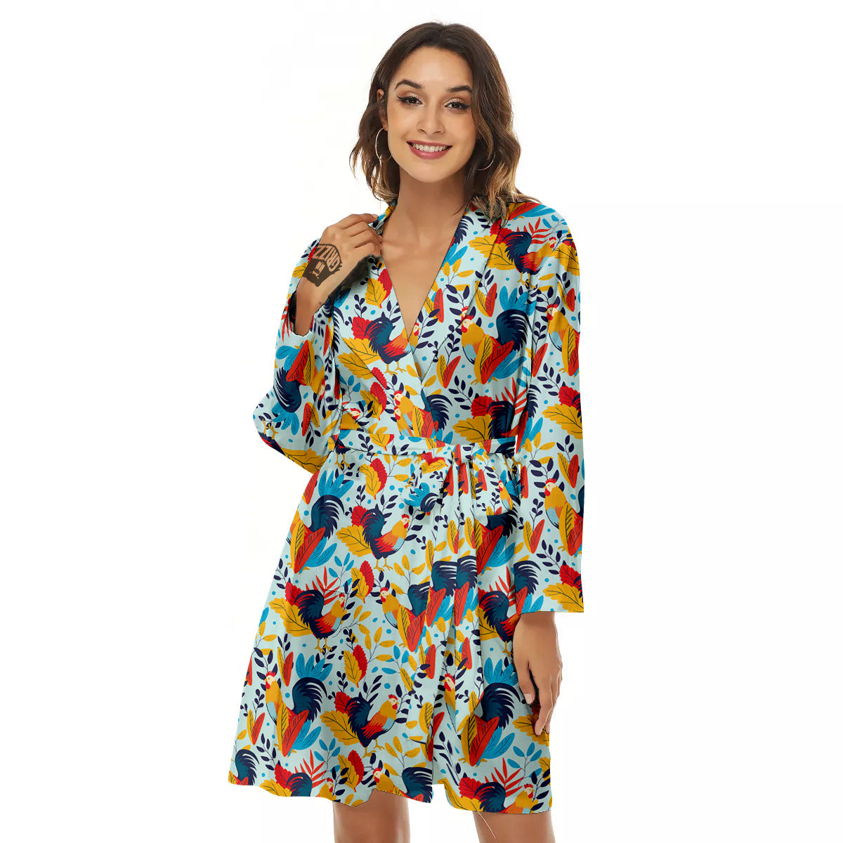 Chicken Exotic Print Pattern Women's Robe-grizzshop