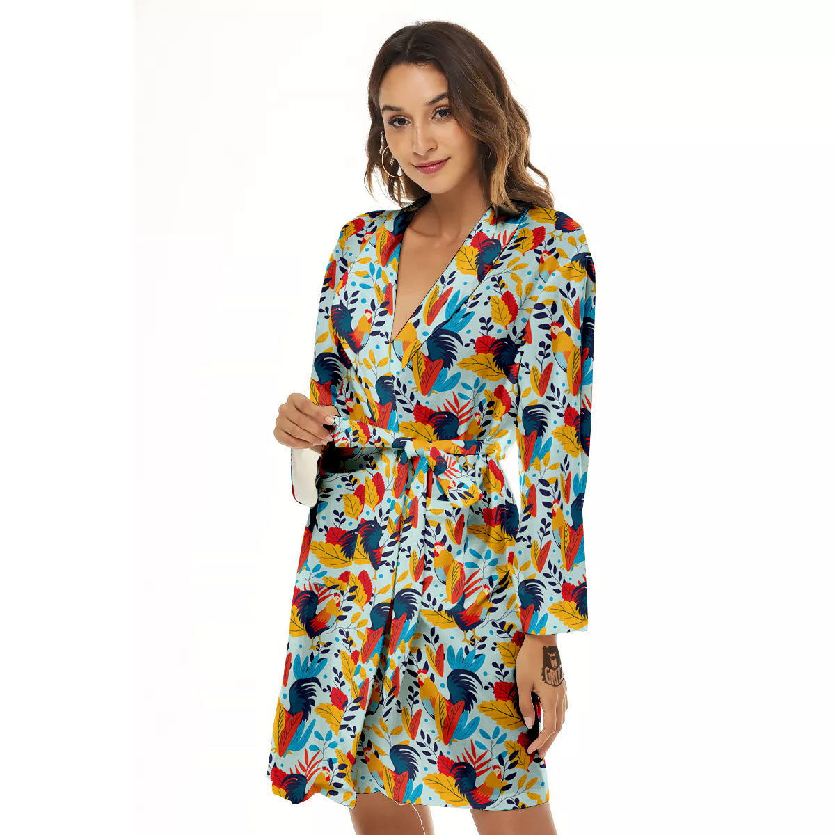 Chicken Exotic Print Pattern Women's Robe-grizzshop