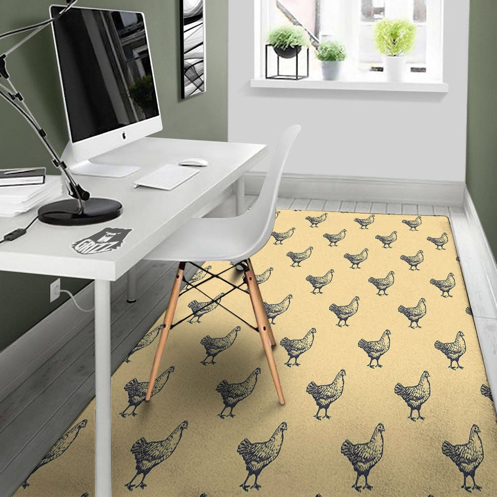 Chicken Hand Drawn Print Pattern Floor Mat-grizzshop