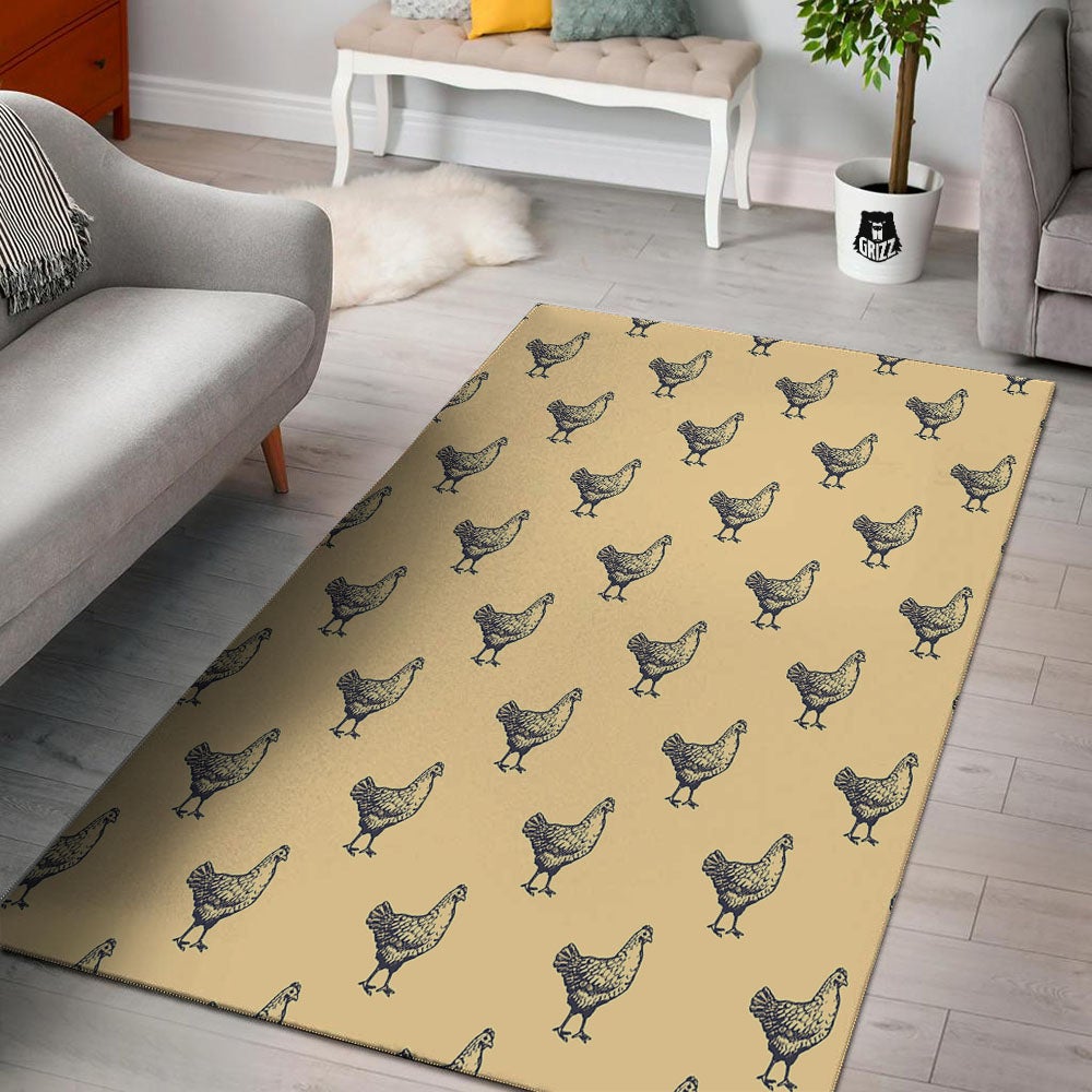 Chicken Hand Drawn Print Pattern Floor Mat-grizzshop