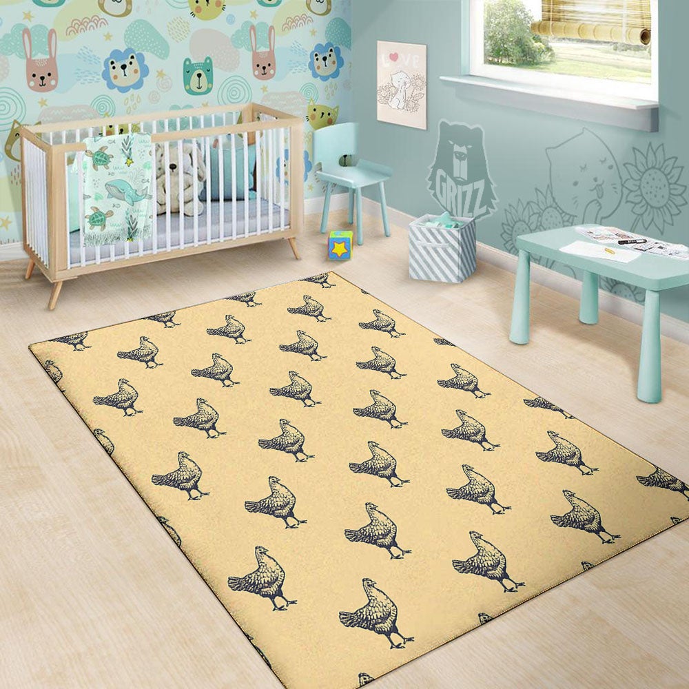 Chicken Hand Drawn Print Pattern Floor Mat-grizzshop