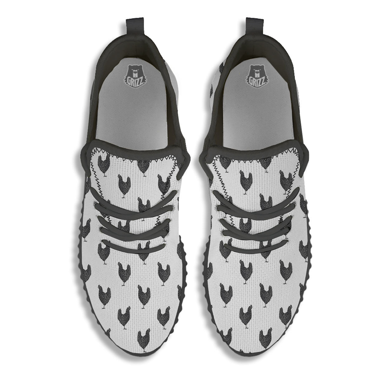 Chicken Painting Print Pattern Black Walking Shoes-grizzshop
