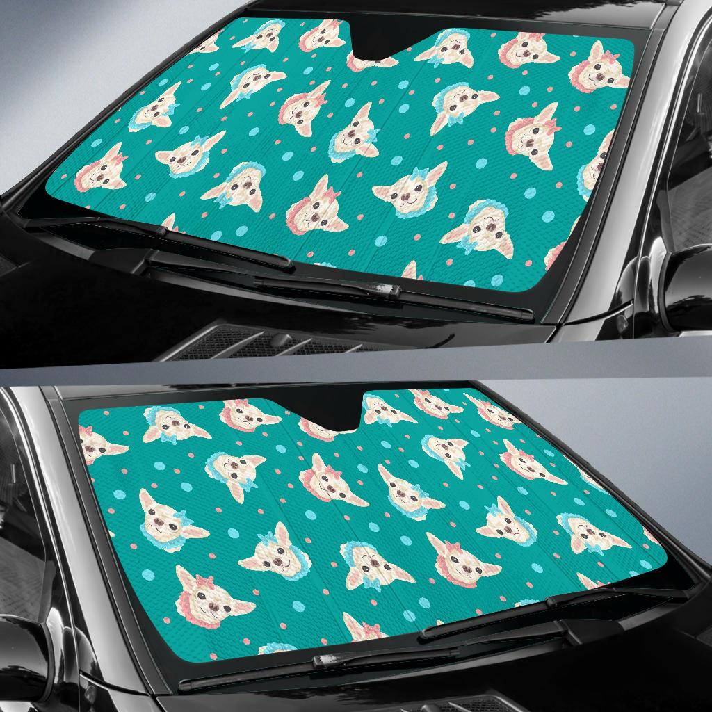 Chihuahua Dot Pattern Print Car Sun Shade-grizzshop