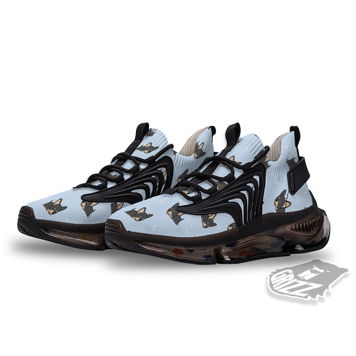 Chihuahua Sleeping Print Pattern Black Gym Shoes-grizzshop