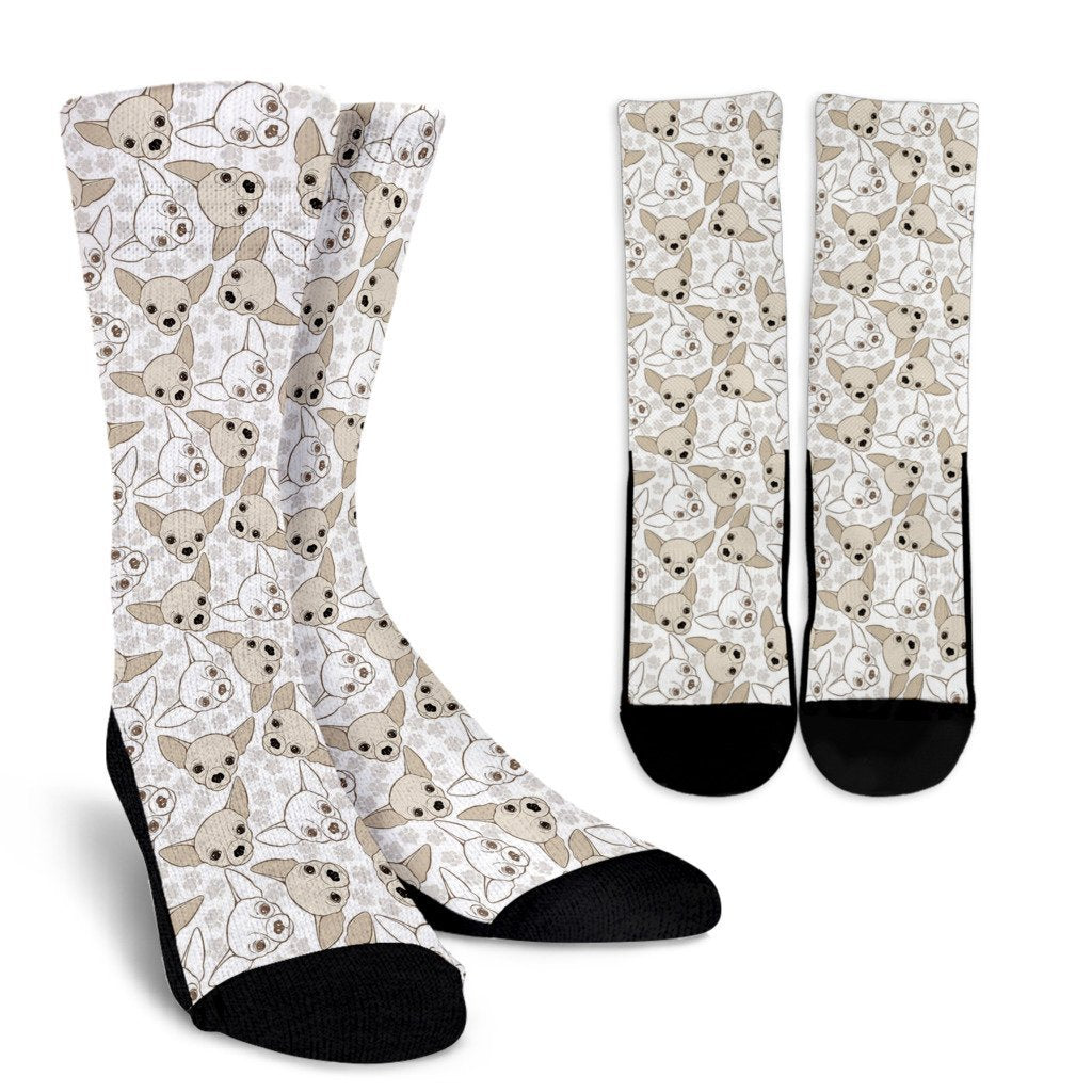 Chihuahua Pattern Print Unisex Crew Socks-grizzshop