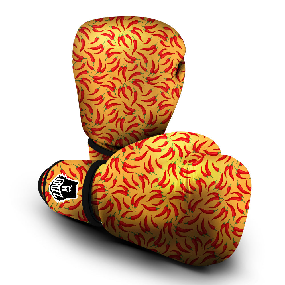 Chili Pepper And Orange Print Pattern Boxing Gloves-grizzshop