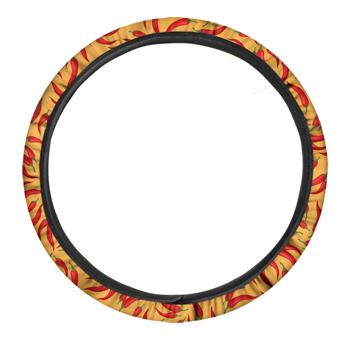 Chili Pepper And Orange Print Pattern Car Steering Wheel Cover-grizzshop