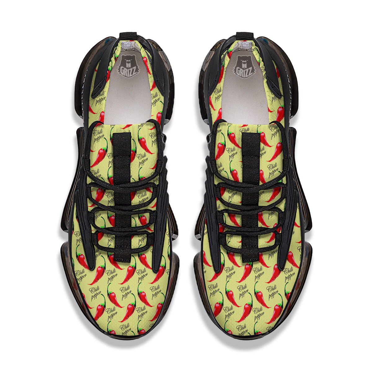 Chili Pepper Vintage Print Pattern Black Gym Shoes-grizzshop