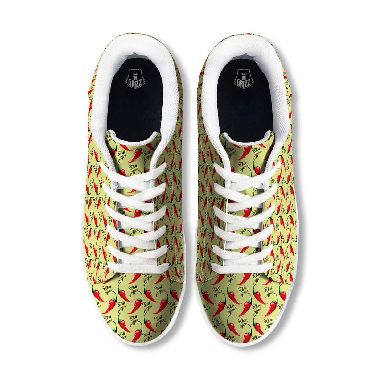 Chili Pepper Vintage Print Pattern White Low Top Sneakers-grizzshop