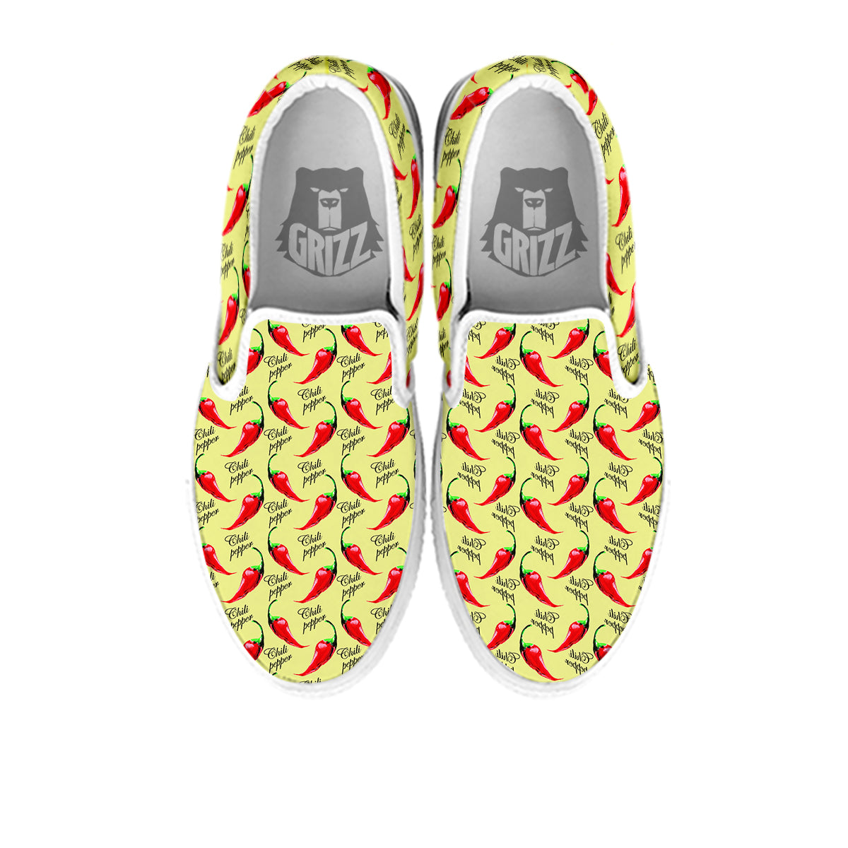 Chili Pepper Vintage Print Pattern White Slip On Shoes-grizzshop
