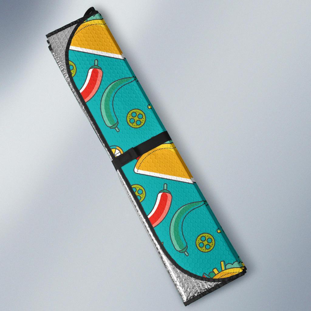 Chilli Taco Pattern Print Car Sun Shade-grizzshop