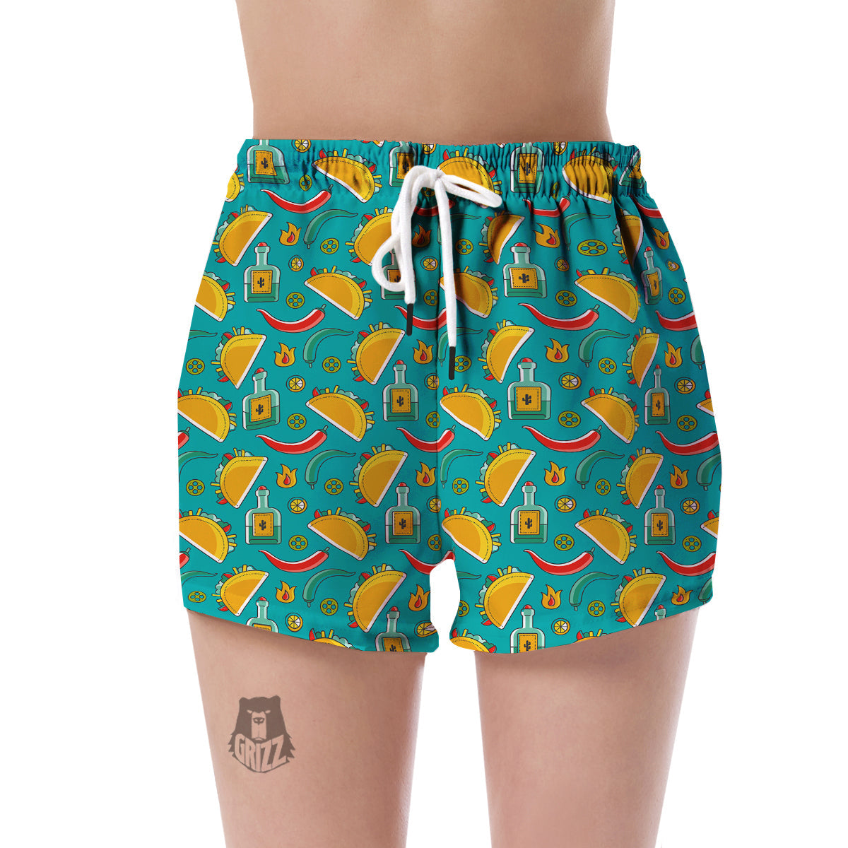 Chilli Taco Pattern Print Women's Shorts-grizzshop
