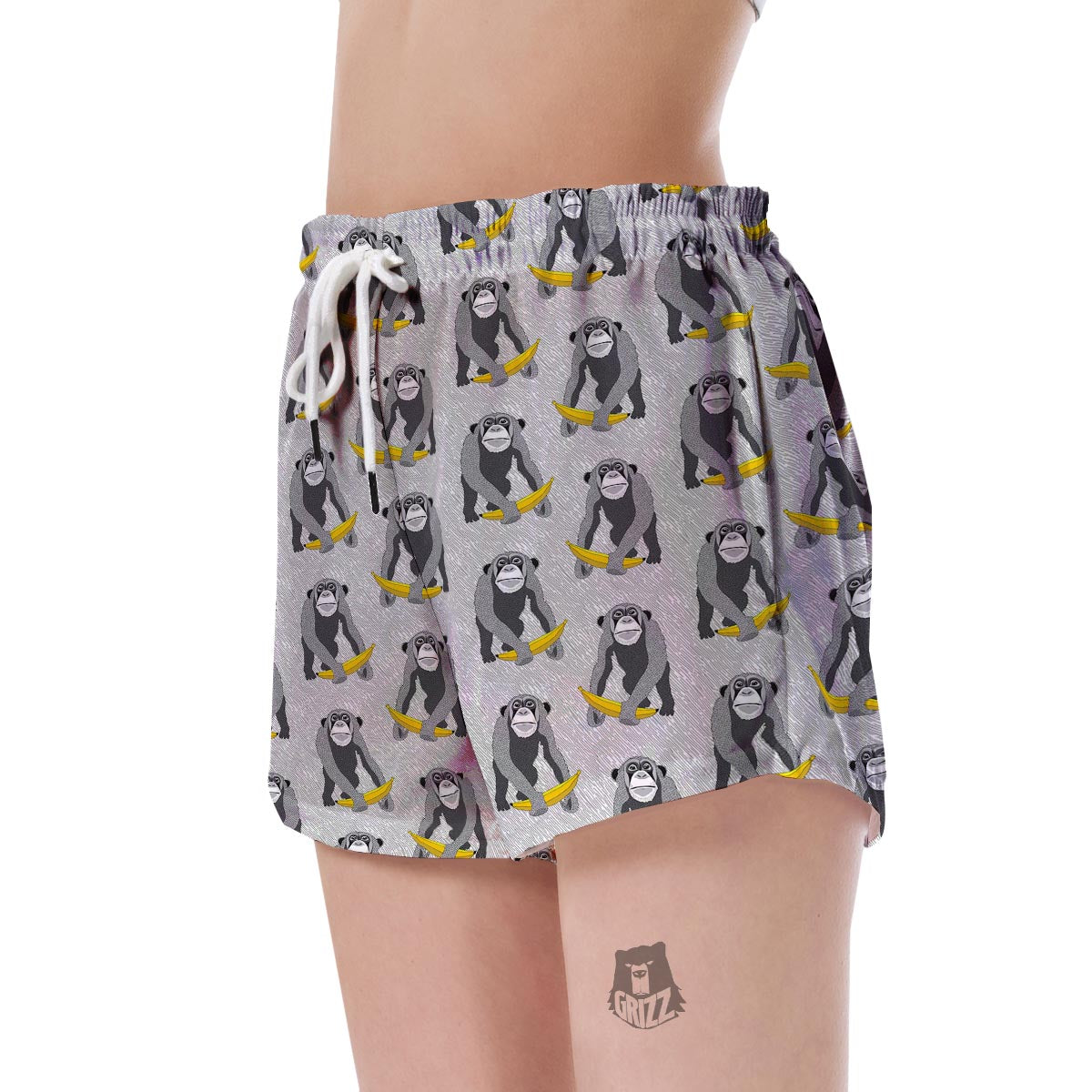 Chimp Monkey Banana Pattern Print Women's Shorts-grizzshop