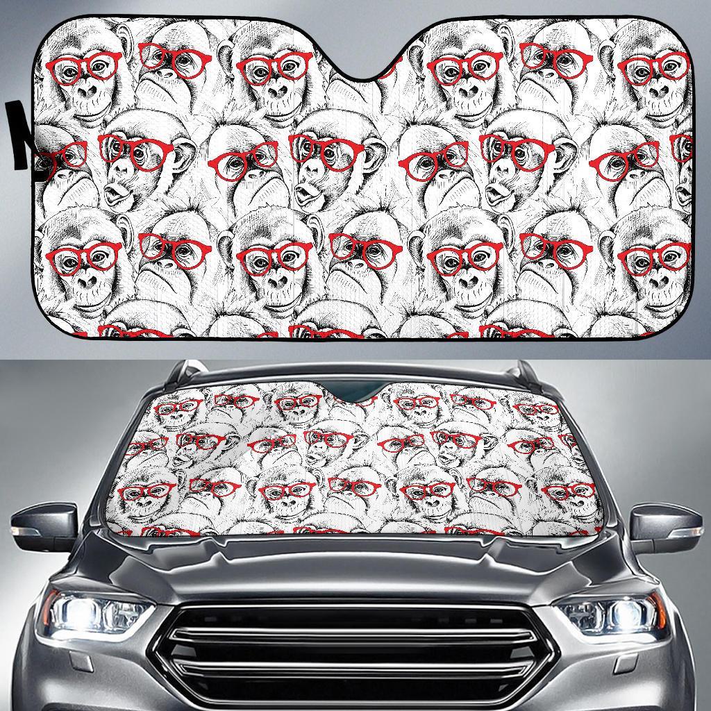Chimp Monkey Pattern Print Car Sun Shade-grizzshop