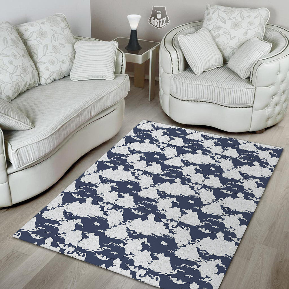 Chinese Cloud Print Pattern Floor Mat-grizzshop