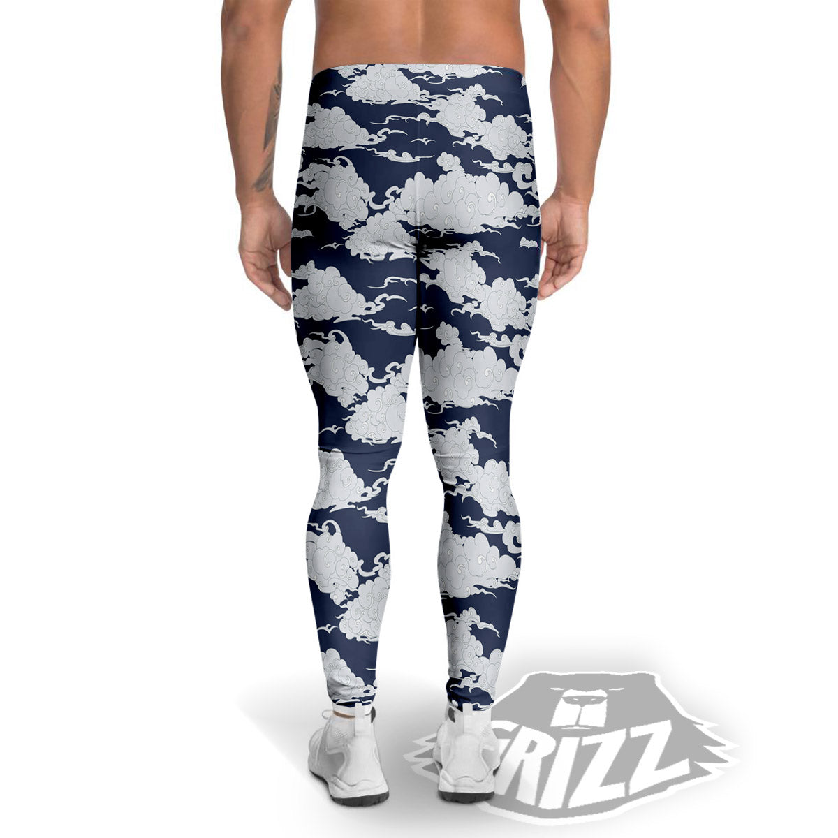 Chinese Cloud Print Pattern Men's Leggings-grizzshop