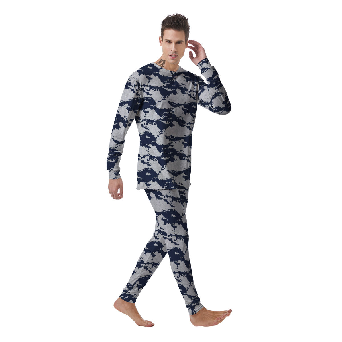 Chinese Cloud Print Pattern Men's Pajamas-grizzshop