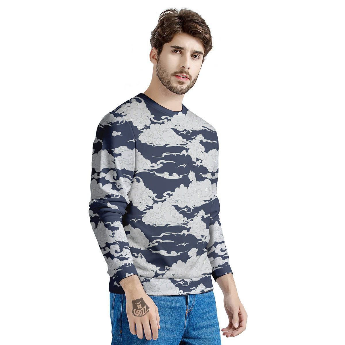 Chinese Cloud Print Pattern Men's Sweatshirt-grizzshop