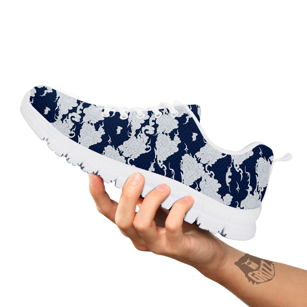 Chinese Cloud Print Pattern White Sneaker-grizzshop