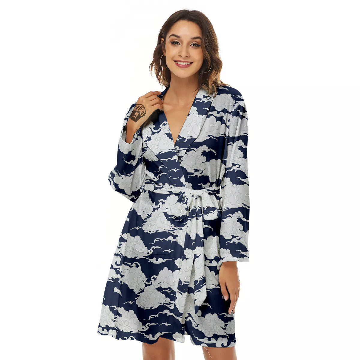 Chinese Cloud Print Pattern Women's Robe-grizzshop