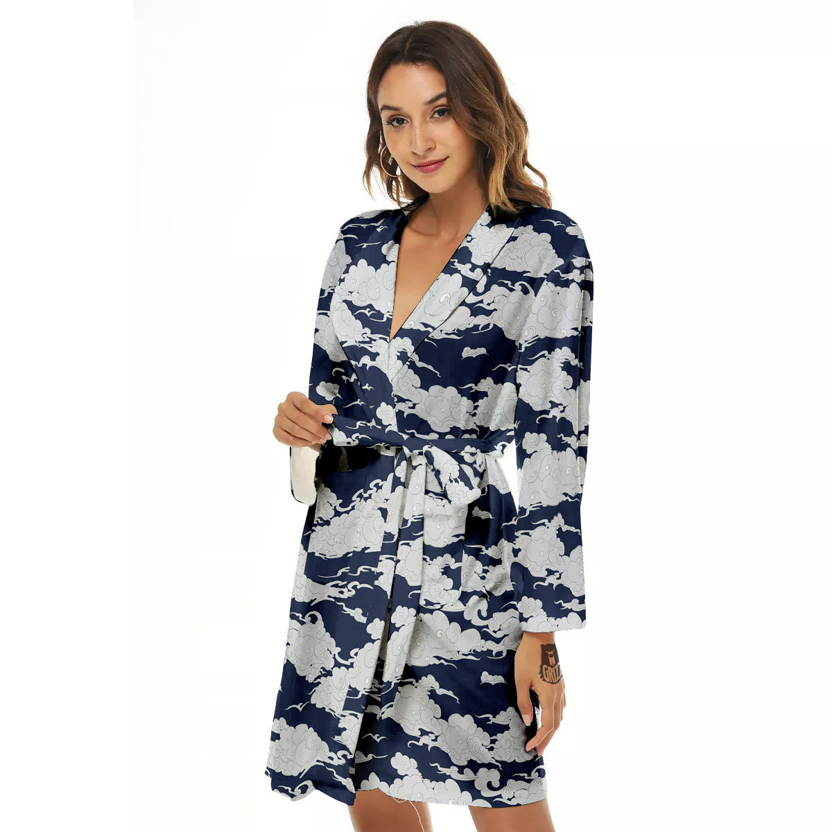 Chinese Cloud Print Pattern Women's Robe-grizzshop