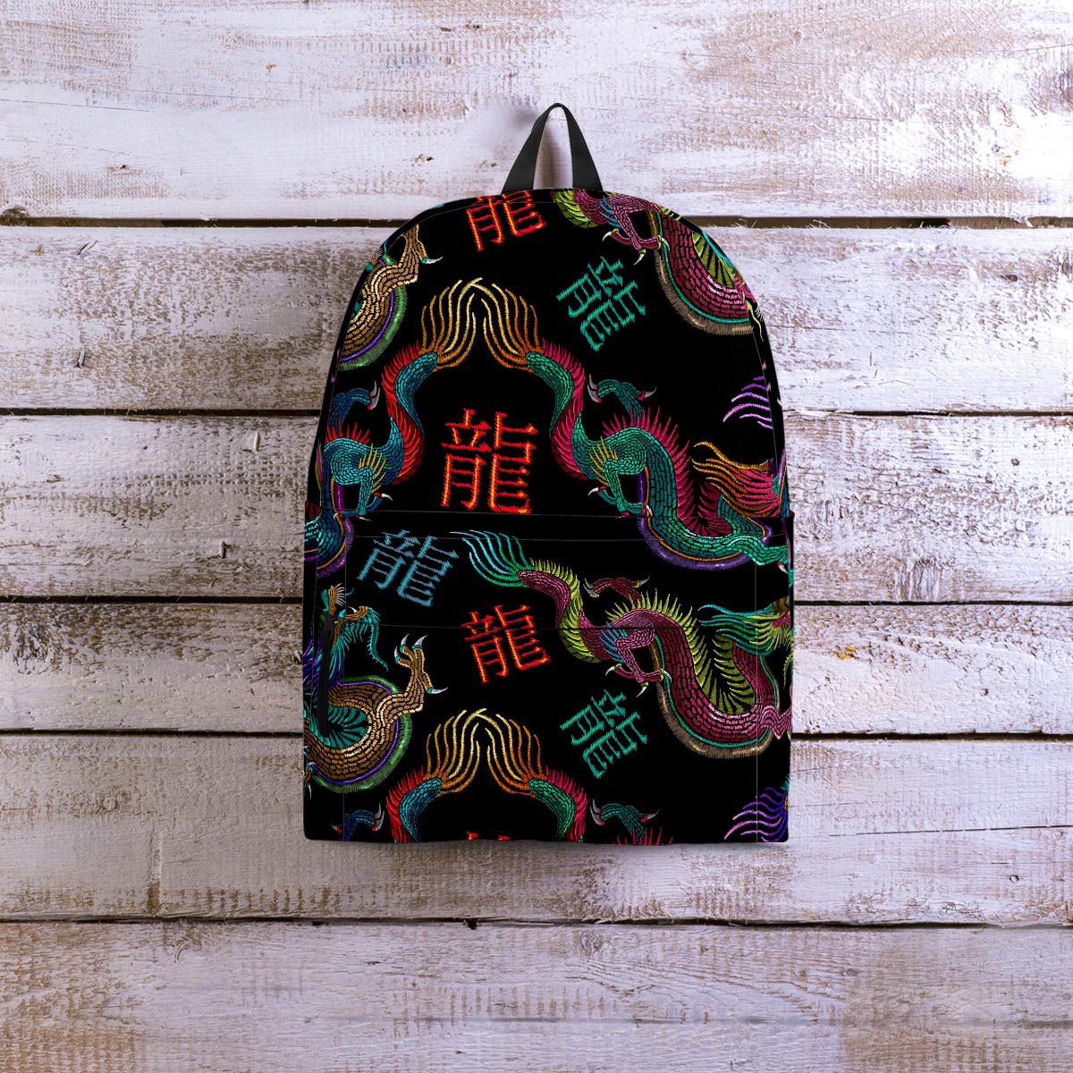 Chinese Dragon Character Print Backpack-grizzshop