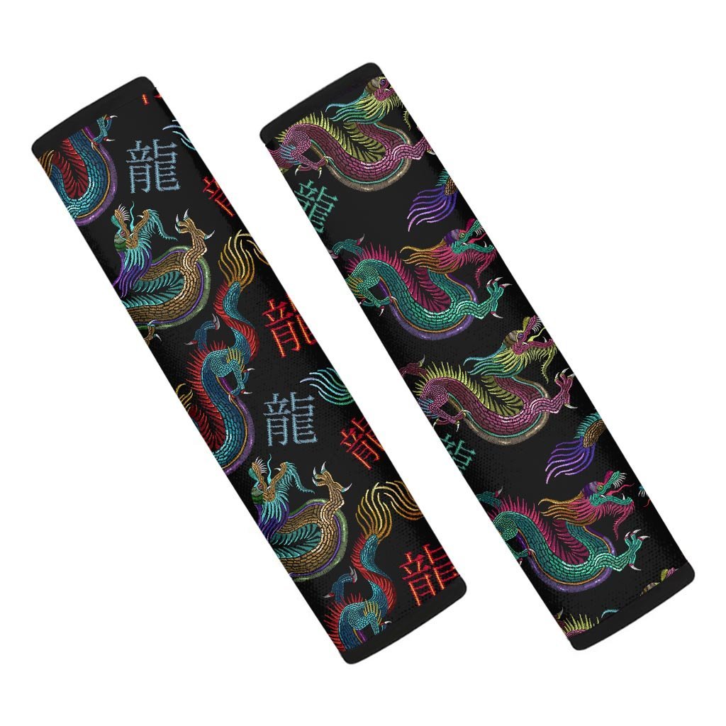 Chinese Dragon Character Print Seat Belt Cover-grizzshop