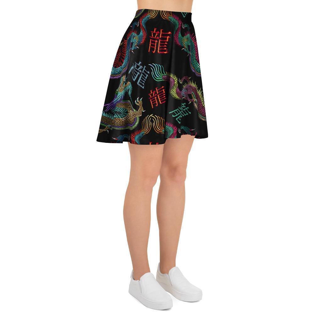 Chinese Dragon Character Print Women's Skirt-grizzshop