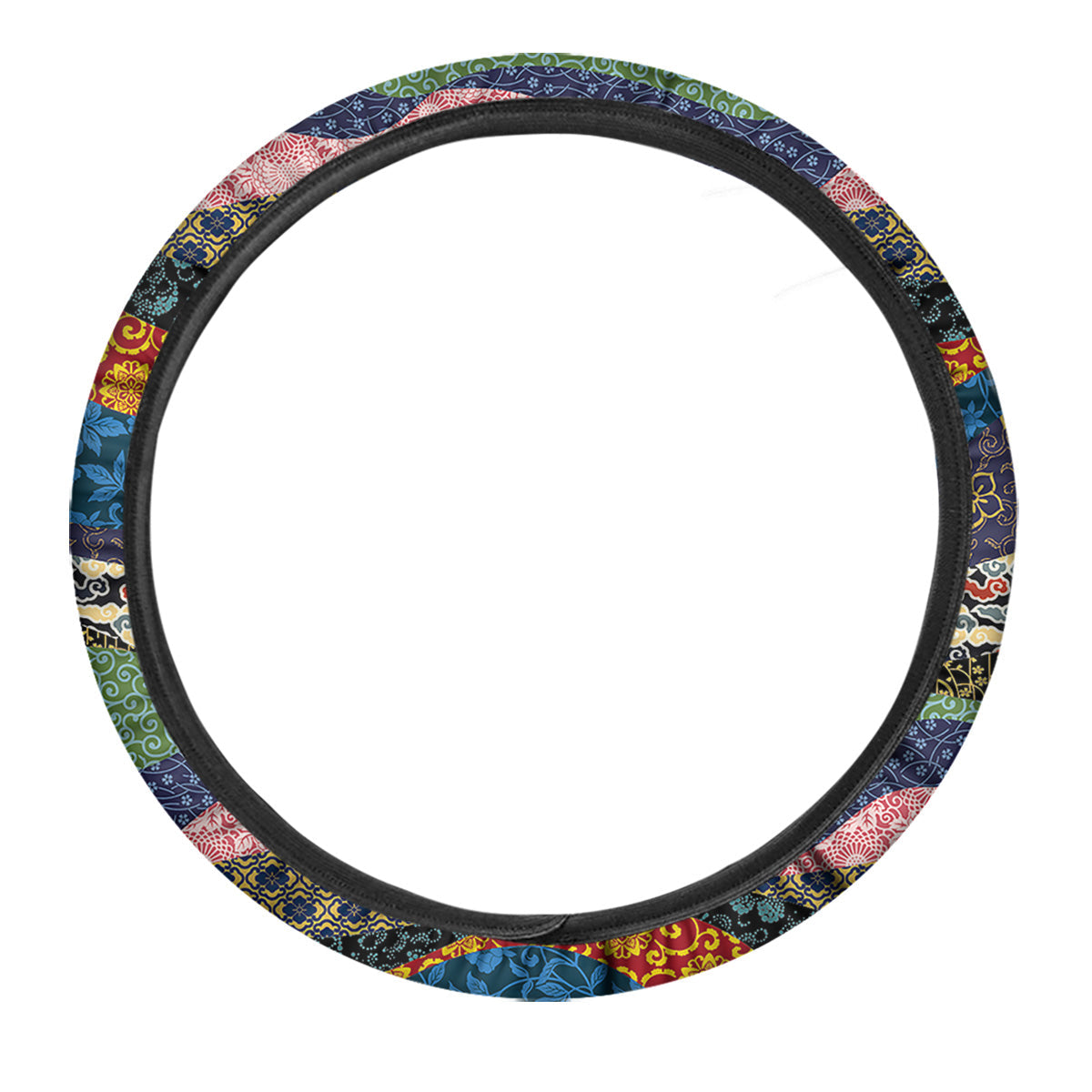 Chinese Fabric Art Print Pattern Car Steering Wheel Cover-grizzshop
