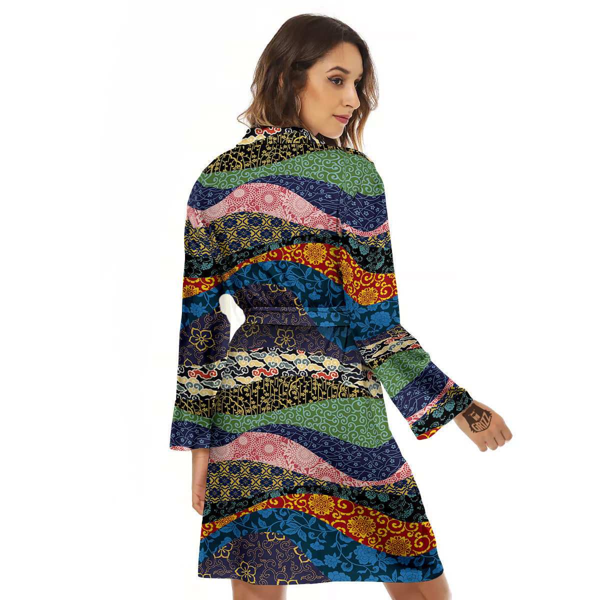 Chinese Fabric Art Print Pattern Women's Robe-grizzshop
