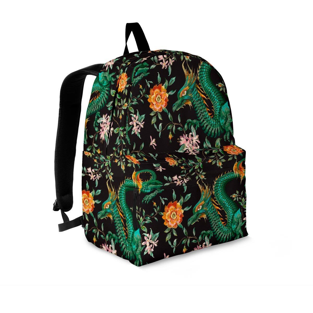 Chinese Green Dragon Print Backpack-grizzshop
