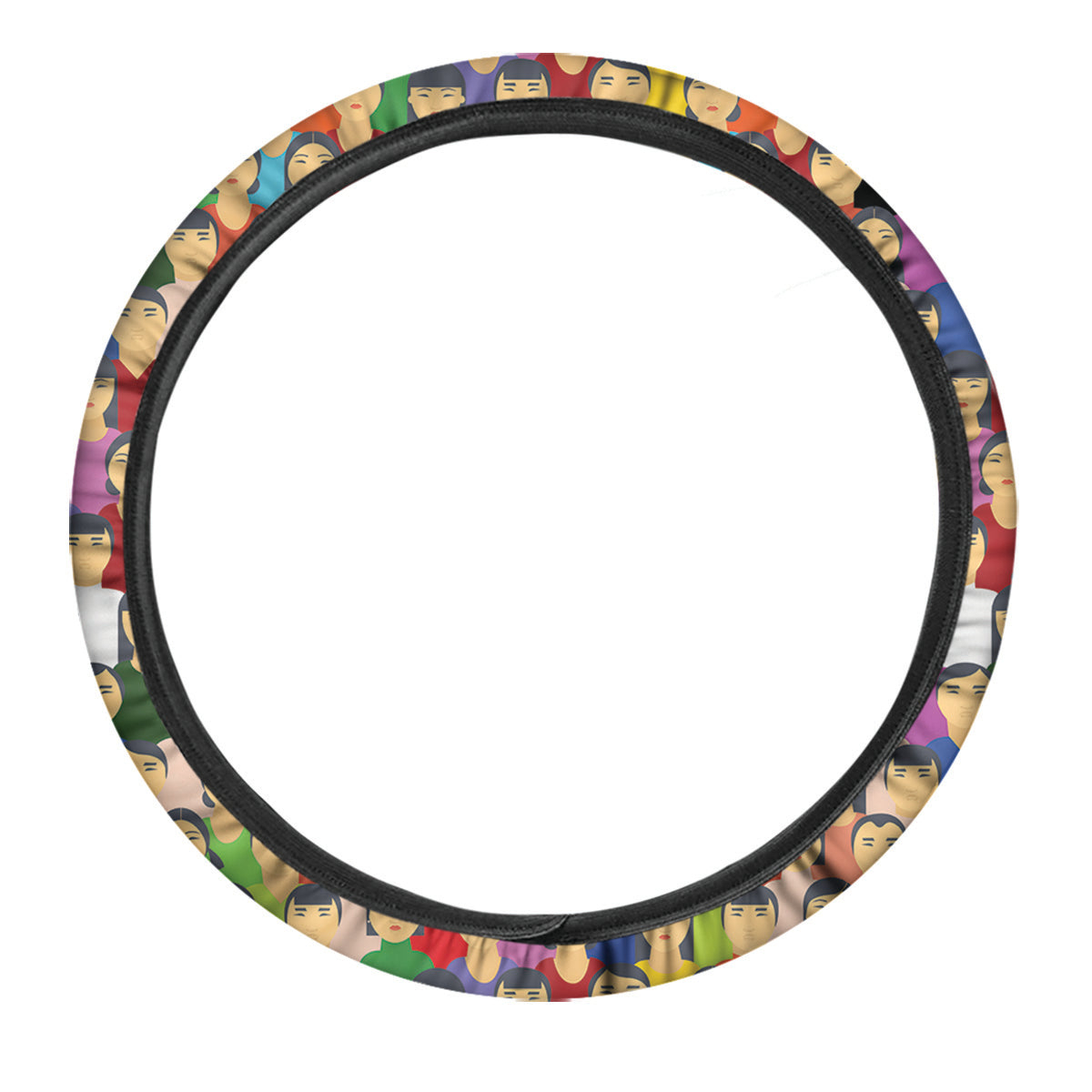 Chinese People Colorful Print Pattern Car Steering Wheel Cover-grizzshop